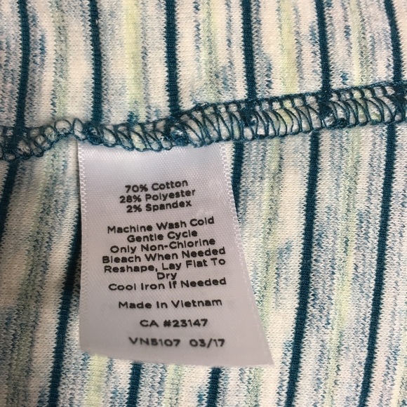 T by Talbots Teal Stripe Long Sleeve Open Cardigan - Picture 8 of 9